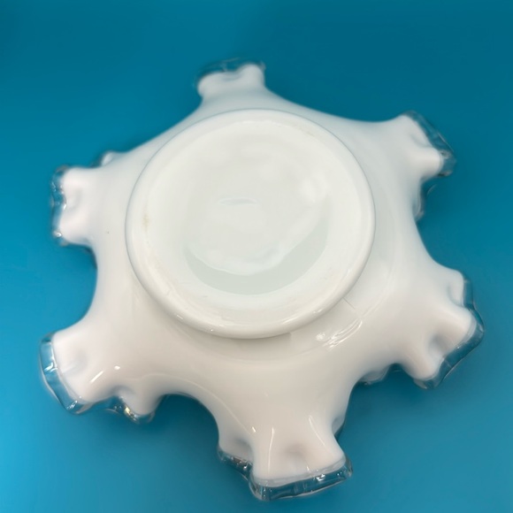 FENTON SILVER CREST RUFFLED MILK GLASS Dish 6” - Picture 3 of 4